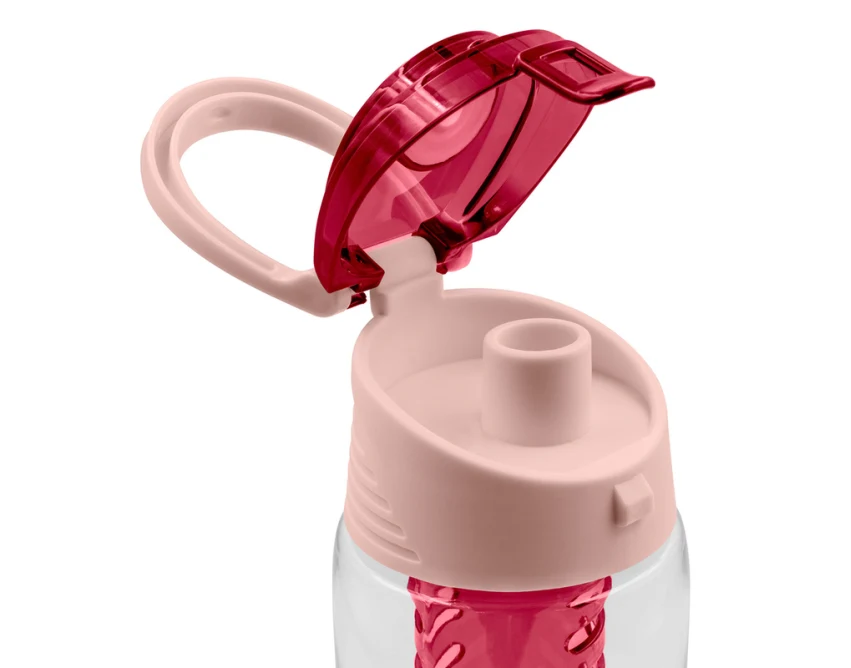 Różowy bidon Lizzie 700 ml z wkładem na owoce i logo