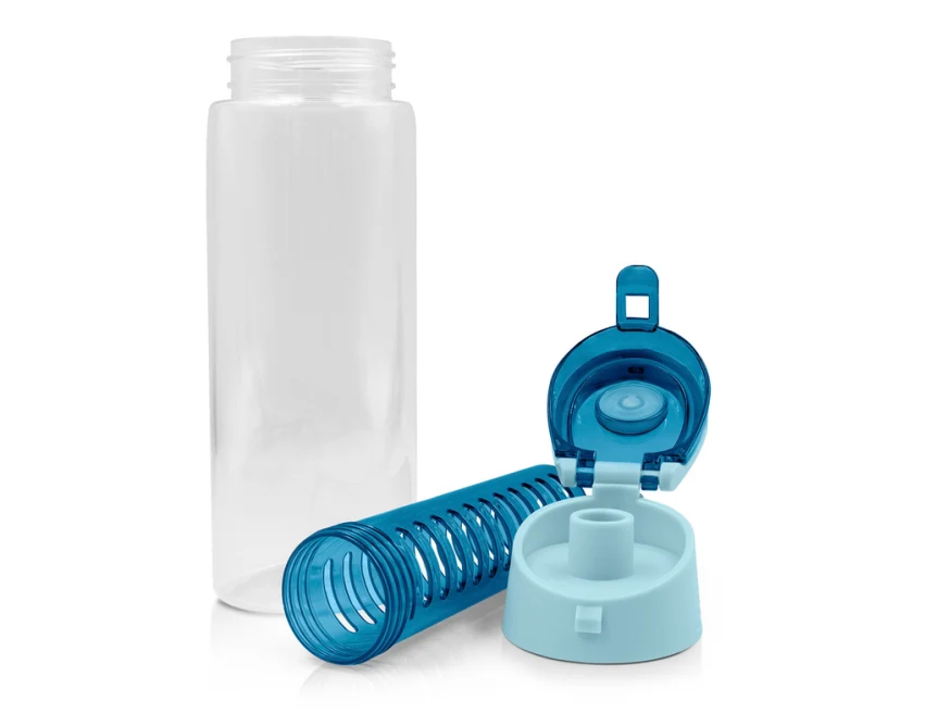 Niebieski bidon Lizzie 700 ml z wkładem na owoce i logo