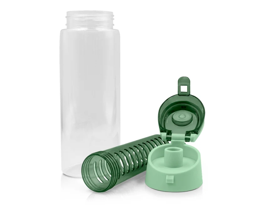 Zielony bidon 700 ml z wkładem na owoce i lód UV360 Tritan