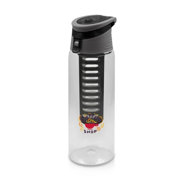 Czarny bidon Lizzie 700 ml z owocowym wkładem i logo