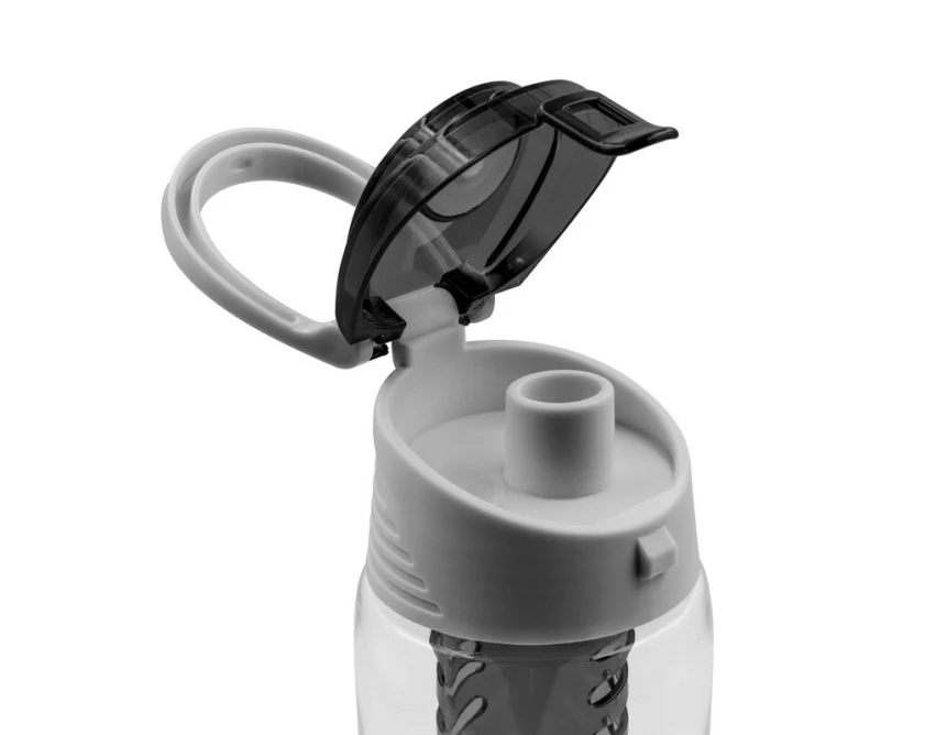 Czarny bidon Lizzie 700 ml z owocowym wkładem i logo