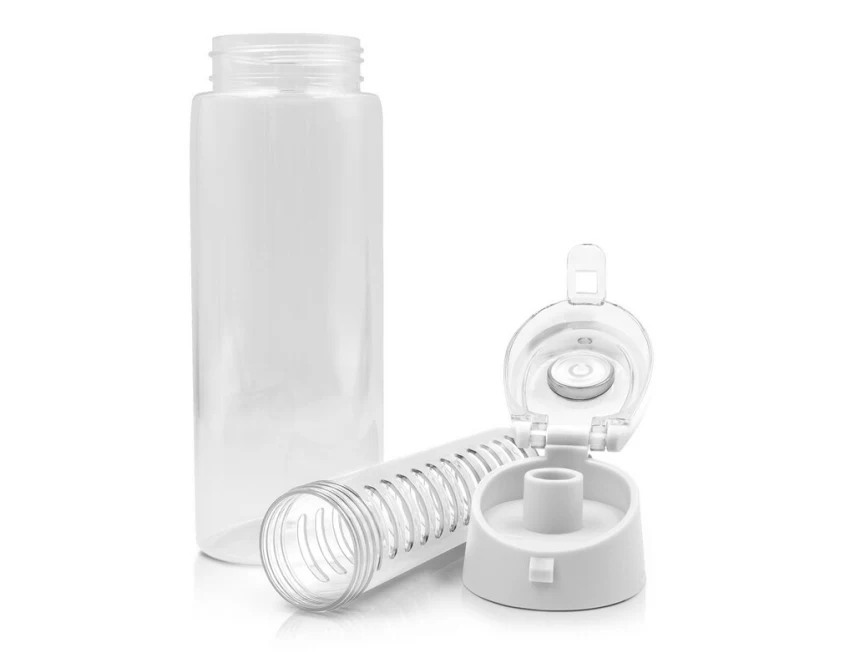 Biały bidon 700 ml z wkładem na owoce i logo Rokka