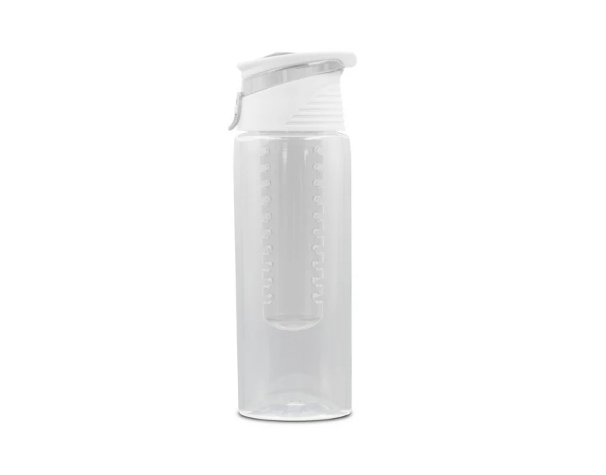 Biały bidon 700 ml z wkładem na owoce i logo Rokka