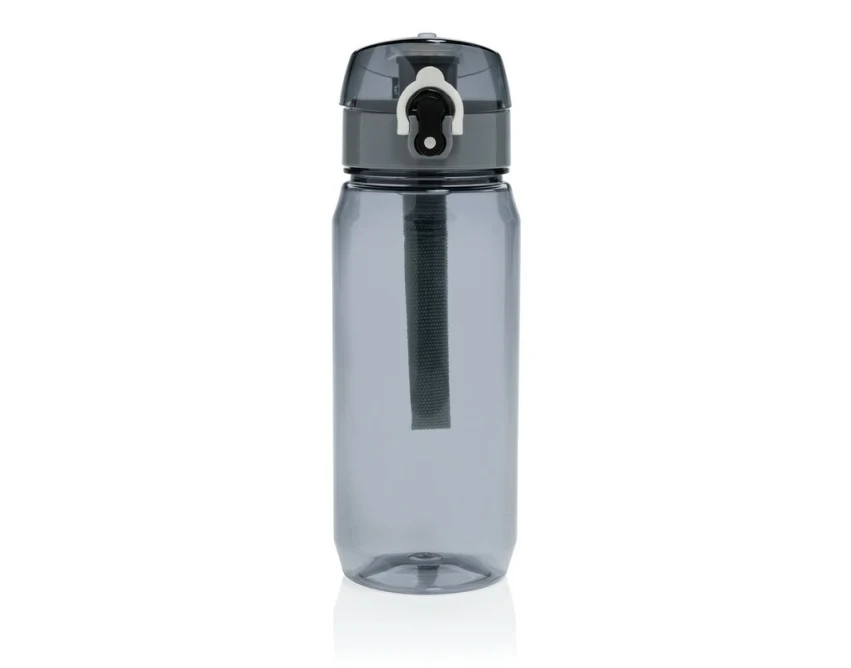 Czarny bidon sportowy RPET 600 ml z nadrukiem logo