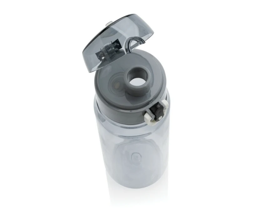 Czarny bidon sportowy RPET 600 ml z nadrukiem logo