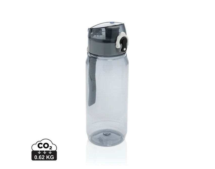 Czarny bidon sportowy RPET 600 ml z nadrukiem logo