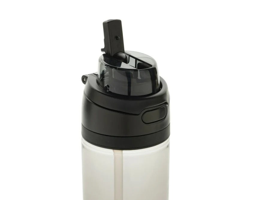 Czarny bidon RPET 800 ml z nadrukiem i słomką