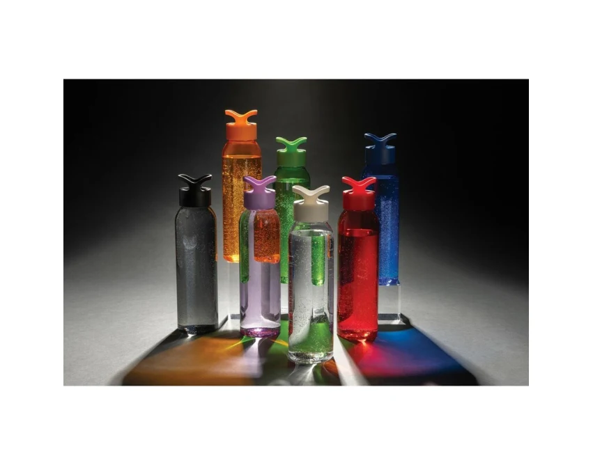 Czerwona butelka sportowa RPET 650 ml z nadrukiem logo