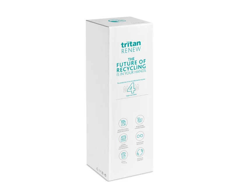 Butelka Tritan Renew 650 ml szara z logo – Bay