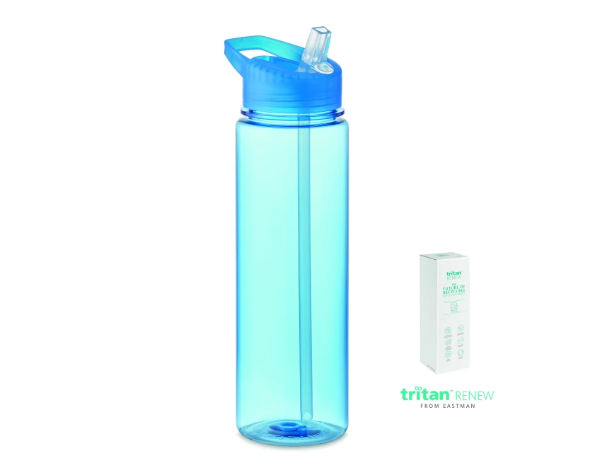 Butelka Tritan Bay 650 ml niebieska z logo, BPA free