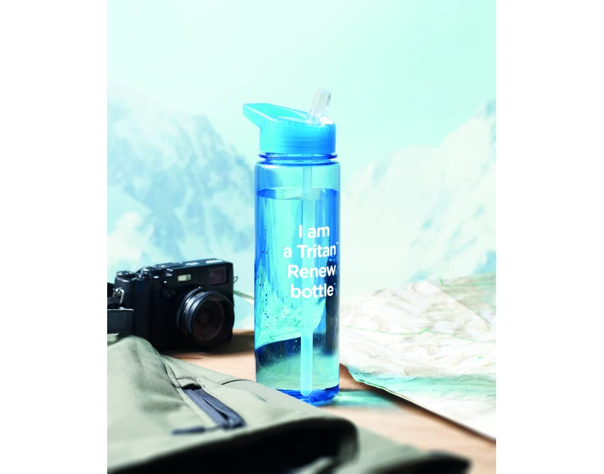 Butelka Tritan Bay 650 ml niebieska z logo, BPA free
