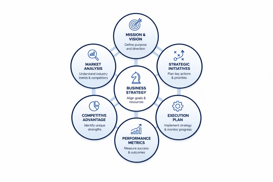 Diagram strategii 7P - siedem połączonych obszarów marketingu