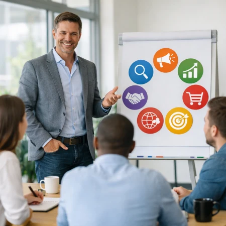 Konsultant omawia model 7C podczas kameralnego warsztatu