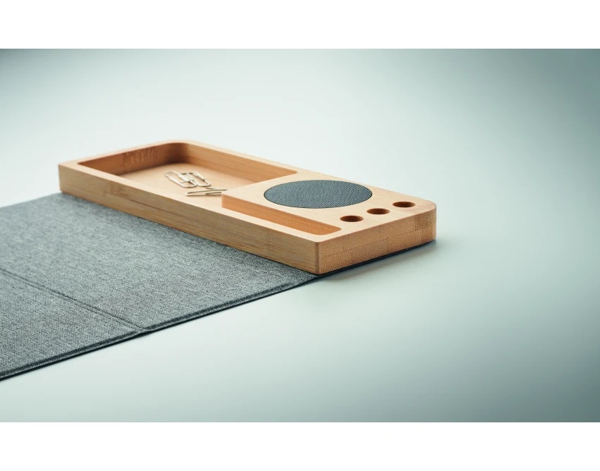 Bambusowa ładowarka indukcyjna 15W z organizerem RPET