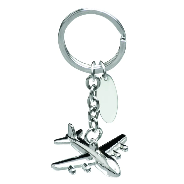AIRPLANE 3D brelok metalowy z logo, srebrny