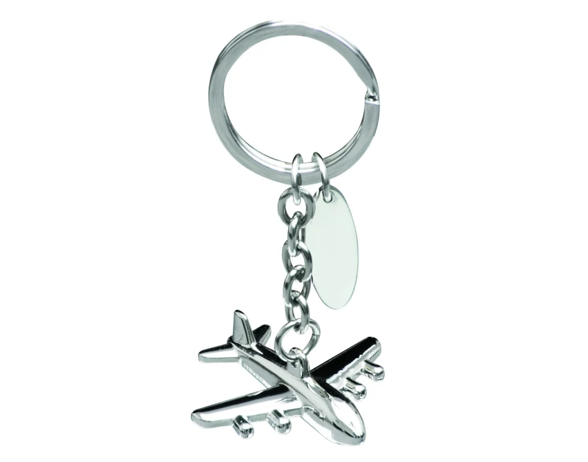 AIRPLANE 3D brelok metalowy z logo, srebrny