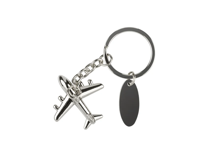 AIRPLANE 3D brelok metalowy z logo, srebrny