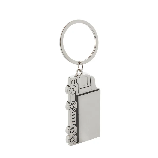 Brelok metalowy z logo – srebrna ciężarówka