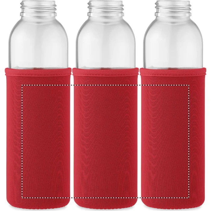 Schemat znakowania dla Transfer sitodruk - T1 na gadżecie: Ebor butelka szklana z logo 500 ml, czerwone etui