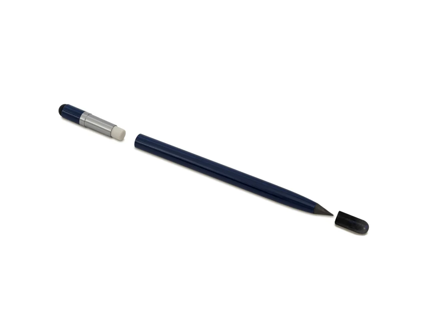 Granatowy wieczny ołówek Lakin z logo firmy 2w1 stylus