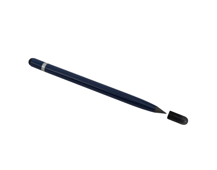 Granatowy wieczny ołówek Lakin z logo firmy 2w1 stylus