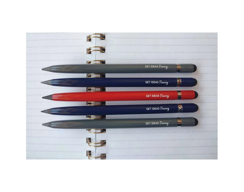 Granatowy wieczny ołówek Lakin z logo firmy 2w1 stylus