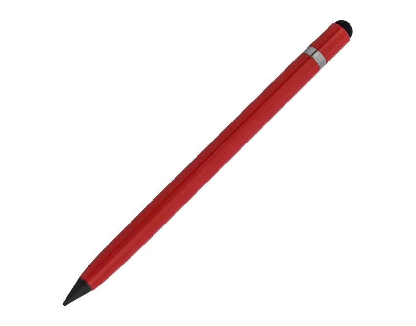 Czerwony wieczny ołówek Lakin z logo i rysikiem