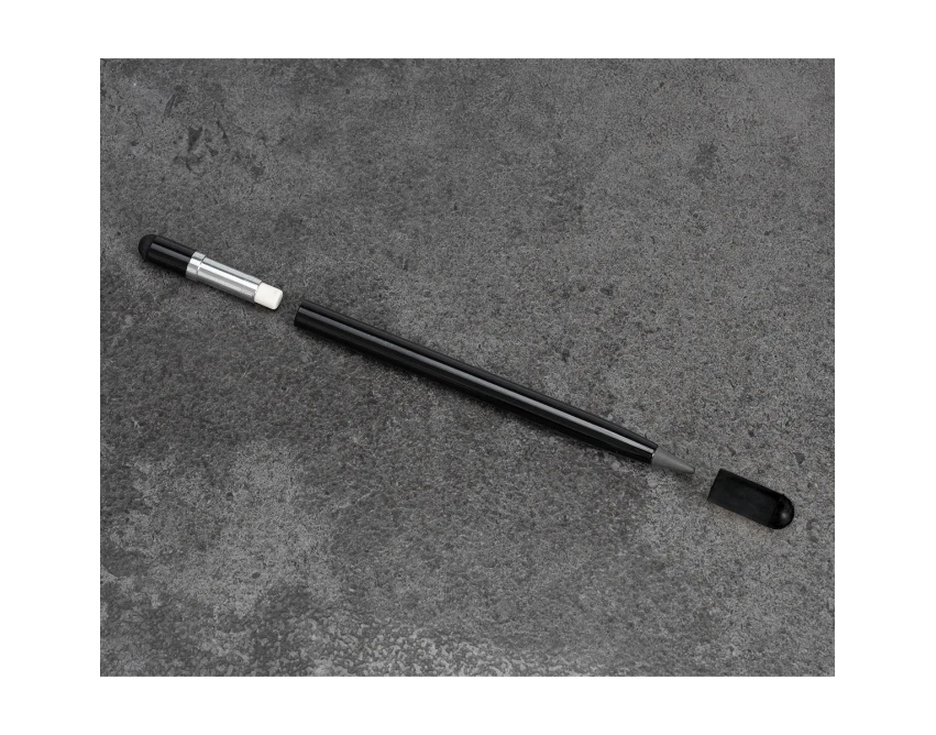 Wieczny ołówek Lakin czarny z rysikiem i grawerem logo