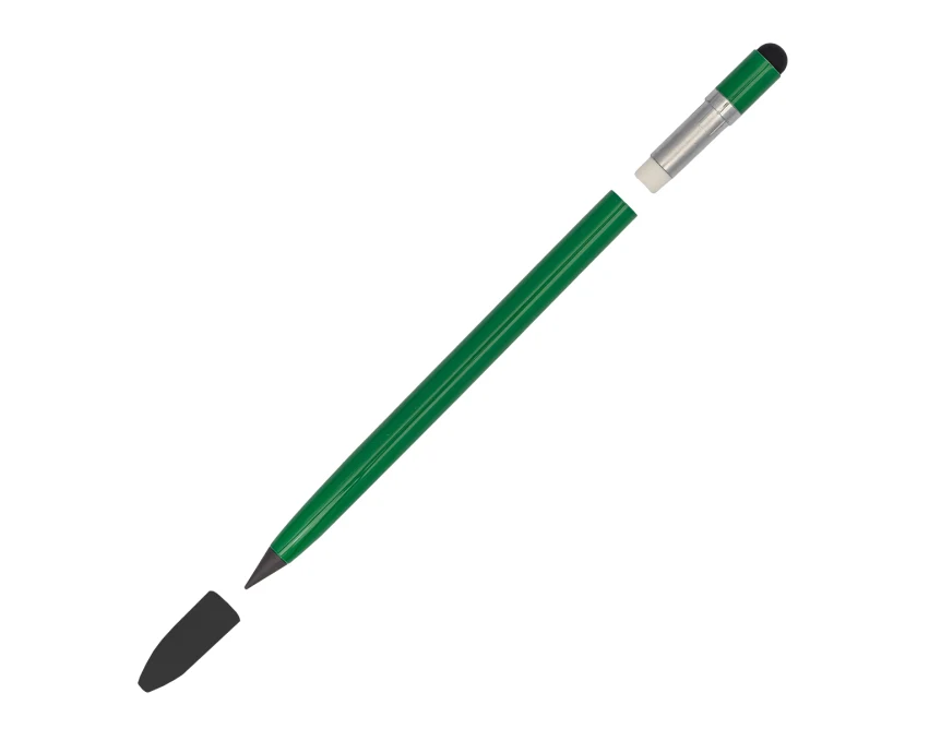 Zielony wieczny ołówek Lakin z rysikiem i logo firmy