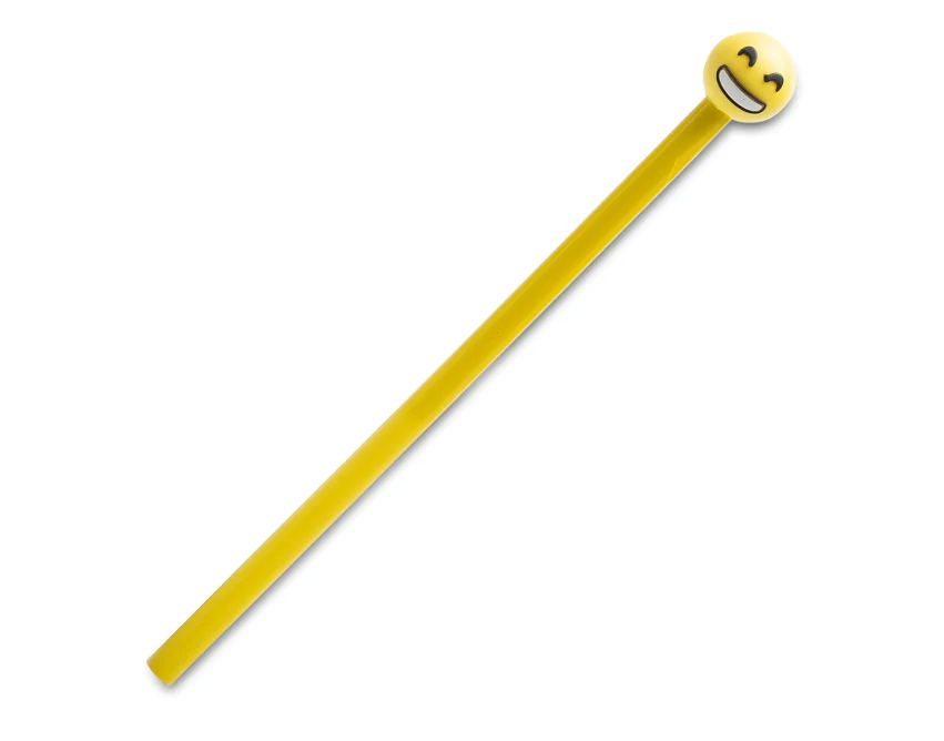 Żółty ołówek z buźką z drewna topolowego z logo