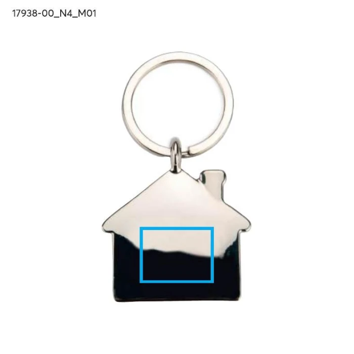 Schemat znakowania dla Tampondruk - N4 na gadżecie: Srebrny brelok domek LEKSA – grawer z Twoim logo