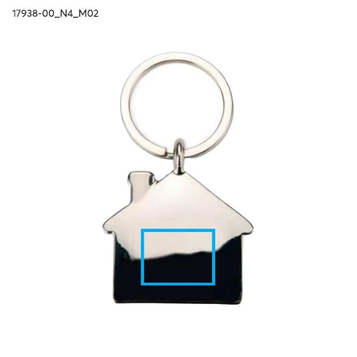 Schemat znakowania dla Tampondruk - N4 na gadżecie: Srebrny brelok domek LEKSA – grawer z Twoim logo