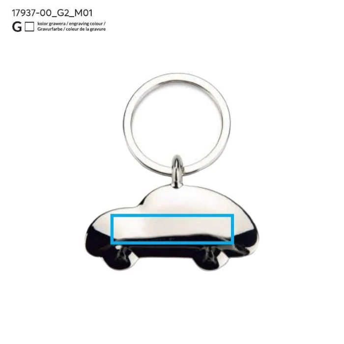 Schemat znakowania dla Grawerowanie laserowe - G2 na gadżecie: Brelok BIMBO srebrny auto z grawerem logo – metal premium
