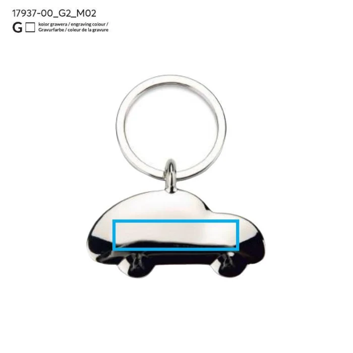 Schemat znakowania dla Grawerowanie laserowe - G2 na gadżecie: Brelok BIMBO srebrny auto z grawerem logo – metal premium