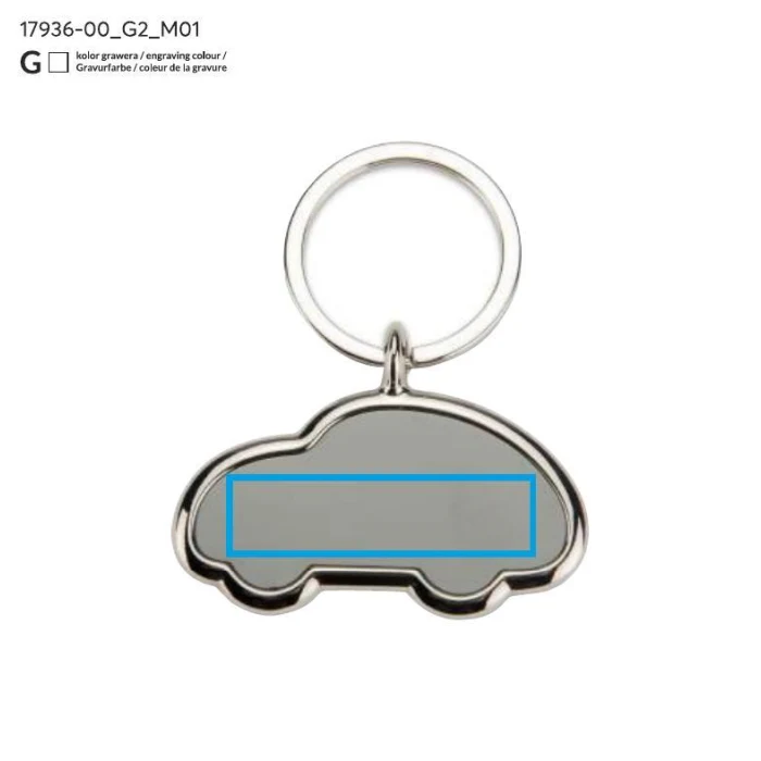 Schemat znakowania dla Grawerowanie laserowe - G2 na gadżecie: Srebrny metalowy brelok samochodowy MATIS z grawerem logo