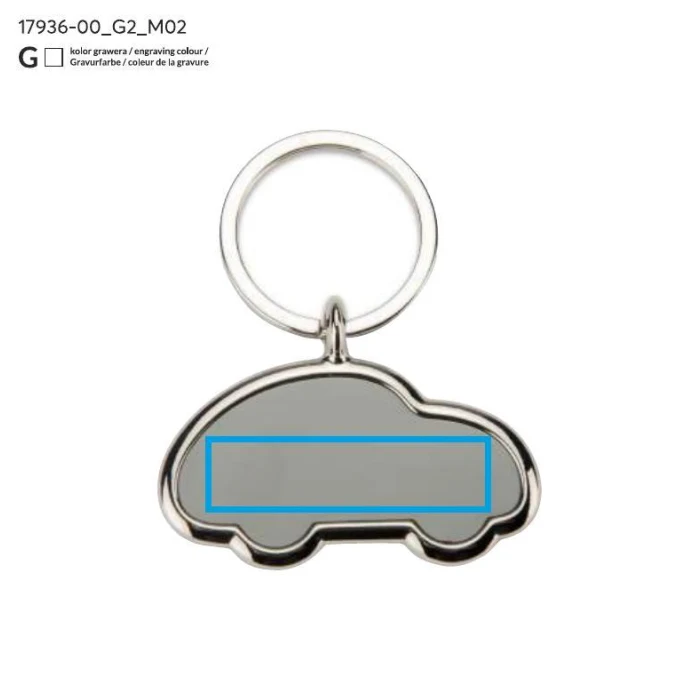 Schemat znakowania dla Grawerowanie laserowe - G2 na gadżecie: Srebrny metalowy brelok samochodowy MATIS z grawerem logo