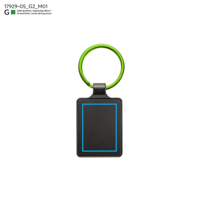 Schemat znakowania dla Grawerowanie laserowe - G2 na gadżecie: Zielony brelok metalowy z grawerem logo dla firm
