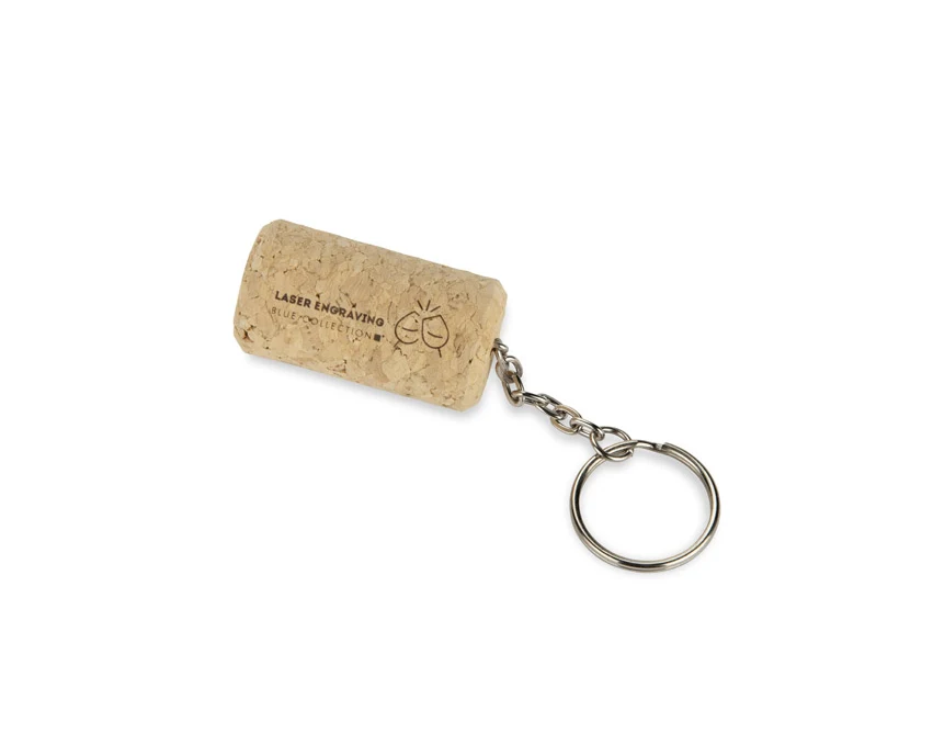 Brelok WINE z beżowego korka z nadrukiem logo firmy