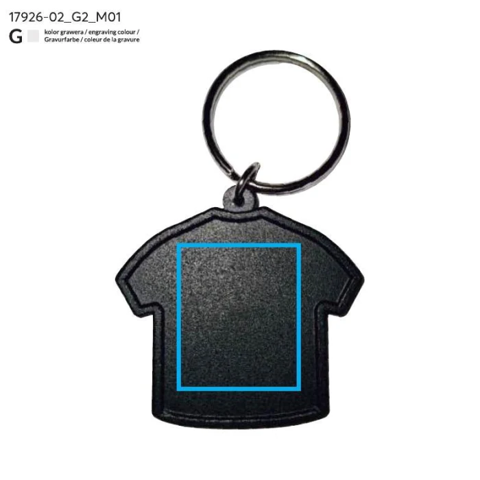 Schemat znakowania dla Grawerowanie laserowe - G2 na gadżecie: Czarny metalowy brelok koszulka piłkarska NUZO z logo