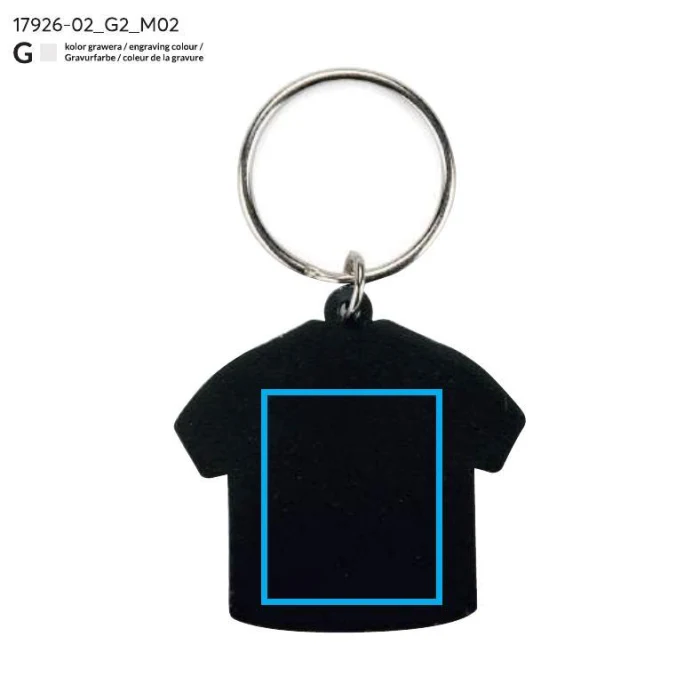 Schemat znakowania dla Grawerowanie laserowe - G2 na gadżecie: Czarny metalowy brelok koszulka piłkarska NUZO z logo