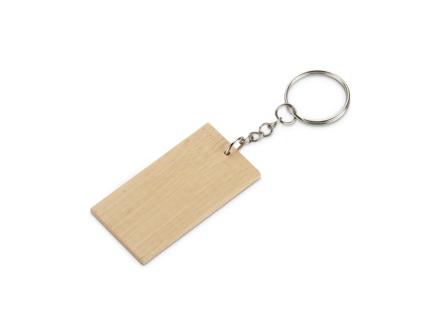 Brelok bambusowy BAMKEY z grawerem logo – kolor beżowy