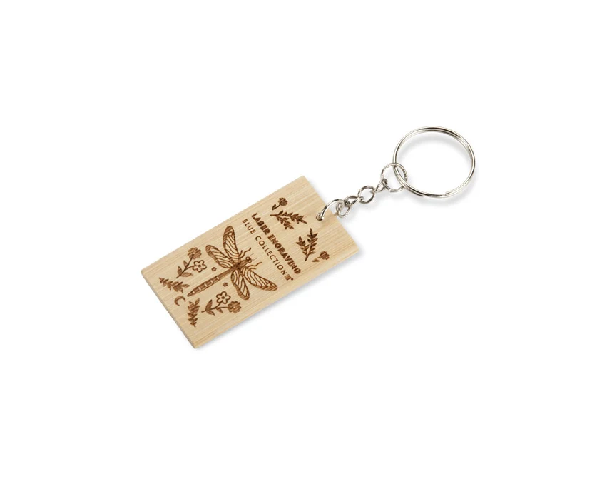Brelok bambusowy BAMKEY z grawerem logo – kolor beżowy