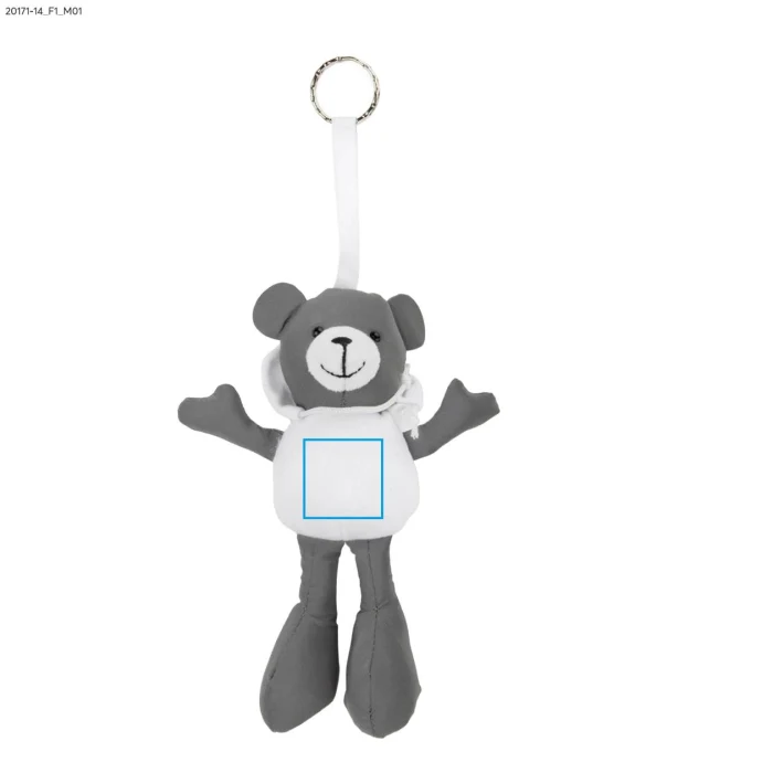 Schemat znakowania dla Termotransfer - F1 na gadżecie: Breloczek miś TED biały z logo firmy dla dzieci