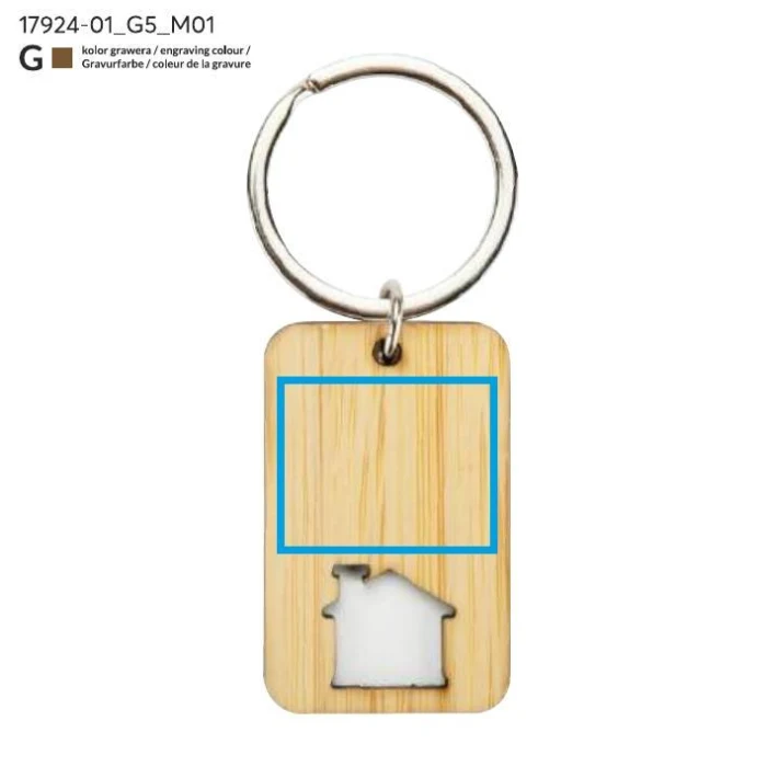 Schemat znakowania dla Grawerowanie laserowe - G5 na gadżecie: Brelok domek CARVE z bambusa – biały z logo firmy