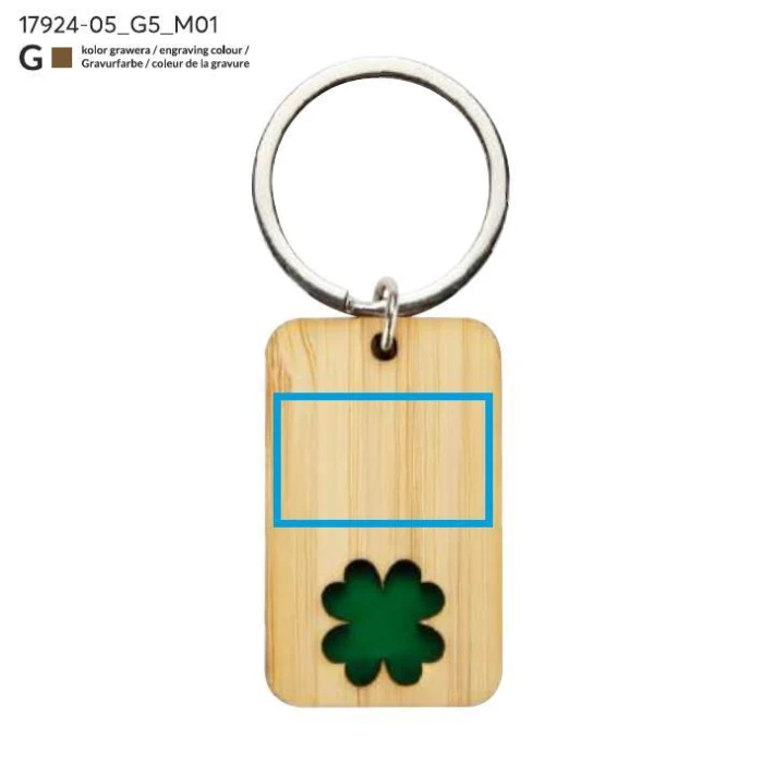 Schemat znakowania dla Grawerowanie laserowe - G5 na gadżecie: Bambusowy breloczek z grawerem CARVE – zielona koniczyna