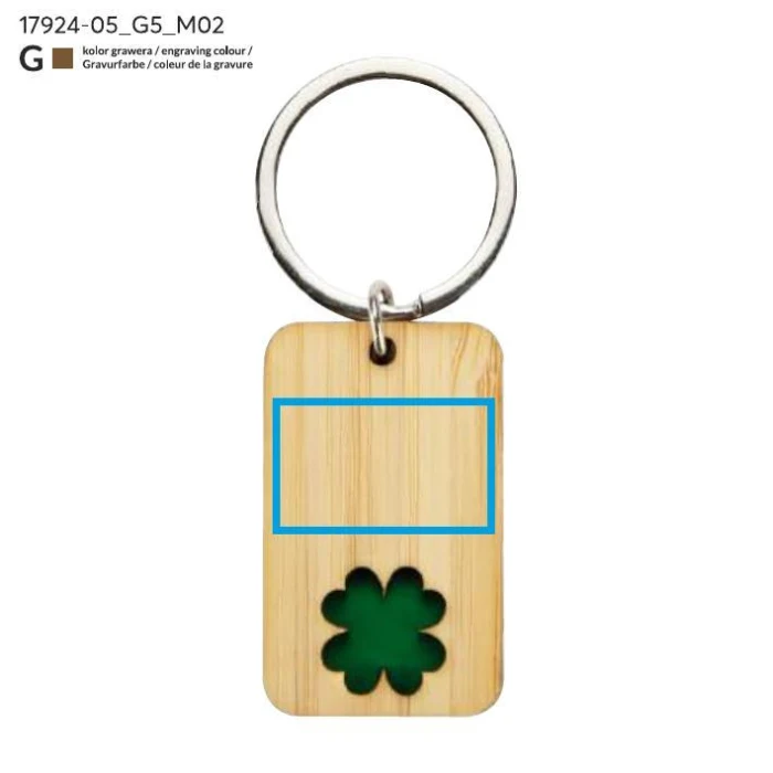 Schemat znakowania dla Grawerowanie laserowe - G5 na gadżecie: Bambusowy breloczek z grawerem CARVE – zielona koniczyna