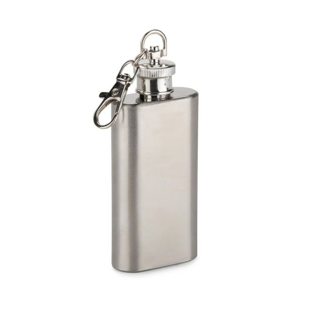 Brelok piersiówka FLASIK 50 ml srebrny z grawerem logo