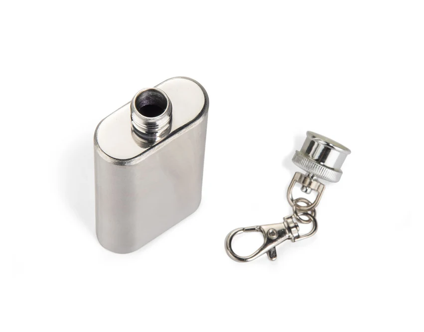 Brelok piersiówka FLASIK 50 ml srebrny z grawerem logo