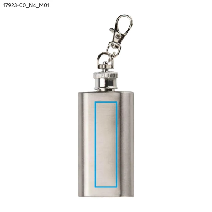 Schemat znakowania dla Tampondruk - N4 na gadżecie: Brelok piersiówka FLASIK 50 ml srebrny z grawerem logo