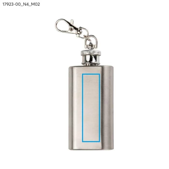Schemat znakowania dla Tampondruk - N4 na gadżecie: Brelok piersiówka FLASIK 50 ml srebrny z grawerem logo